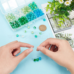 200pcs 8 Colors Spray Painted Crackle Glass Beads Strands&nbsp;CCG-AR0001-05