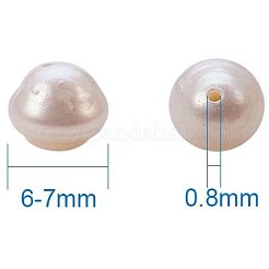 天然な培養された淡水パールビーズ  グレードA  ポテト  ベージュ  6~7.5x6.5~9.5x6.5~7.5mm  穴：0.8mm  約49~56個/連  12.91~14.13インチ（32.8~35.9cm）&nbsp;PEAR-PH0001-02