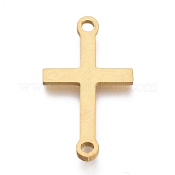 304ステンレススチールリンクコネクター  レーザー切断  クロス  ゴールドカラー  11.5x20x1mm  穴：1.5mm&nbsp;STAS-N094-23G