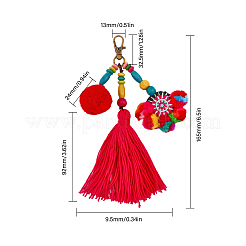 Pom Pom Polyester Pendant Decoration&nbsp;KEYC-WH0032-38