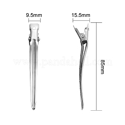 ステンレス鋼のアヒルのヘアクリップのパーツ  ステンレス鋼色  85x9.5x15.5mm&nbsp;STAS-CJ0001-153