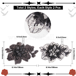 4Pcs 2 Style Fiber Lace Embroidery Sewing Appliques&nbsp;DIY-GF0007-49