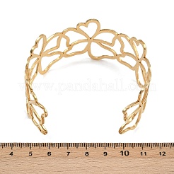 女性用中空304ステンレススチールカフバングル  花  イオンプレーティング（ip）  18KGP本金メッキ  内径: 2-1/2x2-1/4インチ(6.4x5.7cm)&nbsp;LS-BJEW-L709-03G