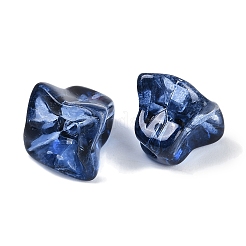 透明スプレーペイントガラスビーズ  花  マリンブルー  10.5x10.5x10.5mm  穴：1.6mm&nbsp;GLAA-H035-03J