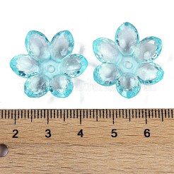 透明なアクリルビーズキャップ  蓮の花のビーズ  ダークターコイズ  23.5x21x6.5mm  穴：2mm  462個/ 500g&nbsp;OACR-H118-03E