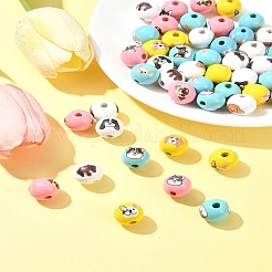 50Pcs 10 Colors Wood European Beads&nbsp;WOOD-FS0001-26