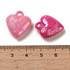 メッキ不透明アクリルペンダント  ABカラー  ハート  ミックスカラー  20.5x17.5x6.5mm  穴：2.5mm  471個/ 500g&nbsp;OACR-E039-63