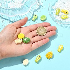 12個 11種類の手作り磁器ビーズ  魚  ファミーユは磁器バラ  きいろ  16.5~19.5x10~20.5x5.5~8mm  穴：1.8~2mm&nbsp;PORC-FS0010-62