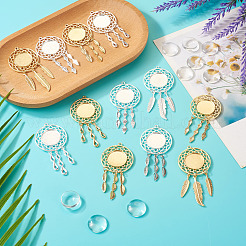 DIY Blank Dome Woven Net/Web with Feather Alloy Pendant Making Kits&nbsp;DIY-TA0011-22