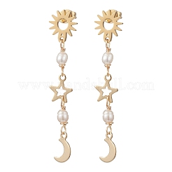 Natural Cultured Freshwater Pearl Sun Tassel Stud Earrings&nbsp;EJEW-JE06852