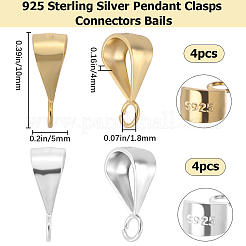 8Pcs 2 Colors 925 Sterling Silver Tube Bails&nbsp;STER-BBC0001-80