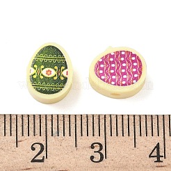 プリントされた手作りポリマー粘土ビーズ  イースターエッグ  ミックスカラー  10x8x5mm  穴：1.6mm&nbsp;CLAY-I016-04