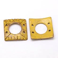 染め加工木製ジュエリーパーツココナッツシャンデリアコネクターパーツ  正方形  ミックスカラー  30x30x4~7mm  穴：2~3mm&nbsp;COCO-O004-G