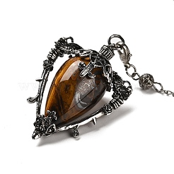 Natural Tiger Eye Triangle Dowsing Pendulum Pendants&nbsp;G-G022-01AS-04