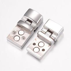 変色しにくい304ステンレススチール製のマグネット留め具と接着端  長方形  ステンレス鋼色  42x13x8mm  穴：5.5x10.5mm&nbsp;STAS-G071-42P