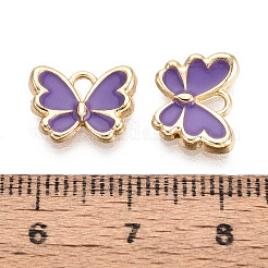 環境に優しい合金エナメルチャーム  バタフライチャーム  紫色のメディア  9.5x12x2mm  穴：1.6mm&nbsp;PALLOY-M212-11G-02