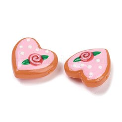 手作りのハートランプワークビーズ連売り  花  ピンク  24~25x24~25x11mm  穴：1.4mm  約15個/連  14.2''（36センチメートル）&nbsp;LAMP-P069-04B-08