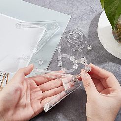 プラモデルおもちゃ組み立てホルダー  鉄製のネジとナット付き  透明  7.8x9x0.75cm&nbsp;ODIS-WH0025-21