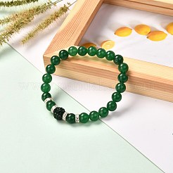 女性男性用の天然混合宝石用原石ストレッチブレスレット  ポリマークレイと真鍮のラインストーンビーズ付き  内径：2-3/8インチ（6cm）&nbsp;BJEW-JB06694