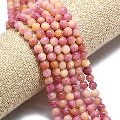 天然石マレーシアジェイドビーズ連売り  染め＆加熱  ラウンド  桃パフ  6~6.5mm  穴：1mm  約60~62個/連  14.96インチ（38cm）&nbsp;G-L645-A01-6mm-32