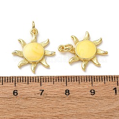 真鍮製エナメルペンダント  太陽  20x17.5x2.5mm  穴：3.5mm&nbsp;FIND-I055-01G-02