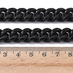 12mm 201ステンレススチール製キューバンリンクチェーンネックレス（女性・男性用）  ダイヤモンドカット  304ステンレススチール留め具付き  ブラック  23.90インチ（60.7cm）&nbsp;NJEW-F360-01EB