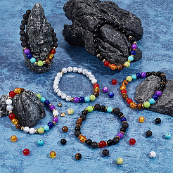 DIY DIY Natural & Synthetic Mixed Gemstone Round Beaded Stretch Bracelet Making Kit&nbsp;DIY-SC0024-65