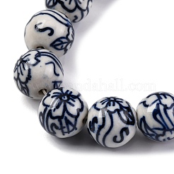 Handmade Blue and White Porcelain Beads Strands&nbsp;PORC-I027-04H