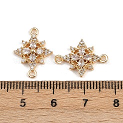 真鍮舗装クリアキュービックジルコニアコネクタチャーム  スターリンク  18KGP本金メッキ  17.5x13x3mm  穴：1.2mm&nbsp;KK-C115-23G