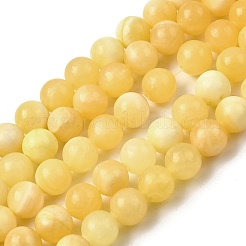 天然の黄翡翠ビーズ連売り  ラウンド  グレードAB  8mm  穴：0.8mm  約46個/連  15.16''（38.5センチメートル）&nbsp;G-A274-A01-8mm