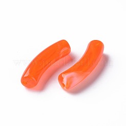 ツートンアクリルビーズ  天然石風  カーブチューブ  レッドオレンジ  31x9.5x7.5mm  穴：1.8mm  約131個/191g&nbsp;LS-MACR-S272-78G