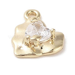 Brass Micro Pave Clear Cubic Zirconia Charms&nbsp;KK-G491-25G