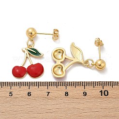 Brass Enamel Stud Earrings&nbsp;EJEW-Q045-05G