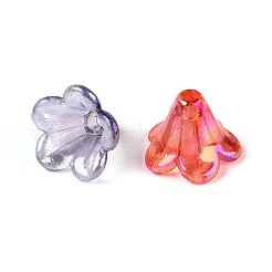 透明アクリル花座ビーズキャップ  ABカラーメッキ  ミックスカラー  10x13.5x13.5mm  穴：1.8mm&nbsp;TACR-T030-25M