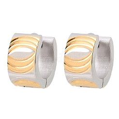 Two Tone 304 Stainless Steel Stripe Hoop Earrings&nbsp;EJEW-L307-04GP-03