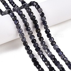 天然のアイオライトビーズ連売り  多面カット  キューブ  4~5x4~5x4~5mm  穴：0.8mm  約92~105個/連  14.96~15.35インチ（38~39cm）&nbsp;G-N342-112A