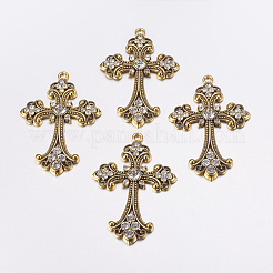 Alloy Rhinestone Cross Big Pendants&nbsp;ALRI-1475-AG-RS