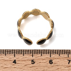 女性用楕円形 304 ステンレススチール オープンカフリング  エナメル  ゴールドカラー  8mm  usサイズ7 1/4(17.5mm)&nbsp;RJEW-A091-12G