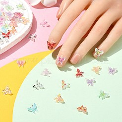 100個 10スタイルの蝶の樹脂カボション  ネイルアートアクセサリー装飾  ミックスカラー  9x10.5x2.5~3mm  10個/スタイル&nbsp;MRMJ-CJ0001-17