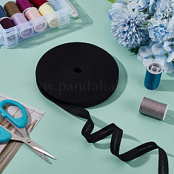 25m コットン ダブルフォールドバイアステープ  家の装飾のための  ギフトのラッピングと DIY 工芸品の装飾  フラット  ブラック  1/2インチ（12mm）&nbsp;OCOR-WH0070-163A