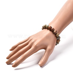 ナチュラルアクアテラジャスペラウンドビーズストレッチブレスレットメンズレディース  ビーズ：10~10.5mm  内径：2-1/8インチ（5.3cm）&nbsp;BJEW-JB06823-03