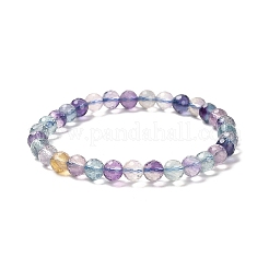 Natural Fluorite Beaded Stretch Bracelets&nbsp;LS-BJEW-K233-01A-02