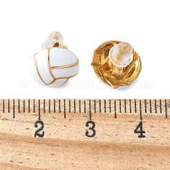 304ステンレススチールスタッドピアス  エナメル  ボールシリーズ  ゴールドカラー  バレーボール  10mm&nbsp;EJEW-Q028-02B-G