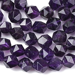 Faceted Natural Amethyst Beads Strands&nbsp;G-K066-09-8mm-01