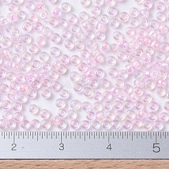 MIYUKIラウンドロカイユビーズ  日本製シードビーズ  11/0  （rr272)ピンクの裏地付きクリスタルab  11/0  2x1.3mm  穴：0.8mm  約50000個/ポンド&nbsp;SEED-G007-RR0272