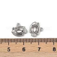 304ステンレススチールペンダントカボションセッティング  洗練された  ステンレス鋼色  魚  トレイ：6x4mm  9x10x4.5mm  穴：1.2mm&nbsp;STAS-G356-07P-03