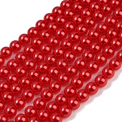 ABSプラスチックパール調ラウンドビーズ  ファイヤーブリック  8mm  穴：2mm  約1900個/500g&nbsp;MACR-S789-8mm-14