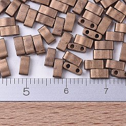 MIYUKIハーフティラビーズ  日本製シードビーズ  2の穴  （htl2006)マットメタリックダークブロンズ  5x2.3x1.9mm  穴：0.8mm  約12500個/500g&nbsp;SEED-MY05-HTL2006