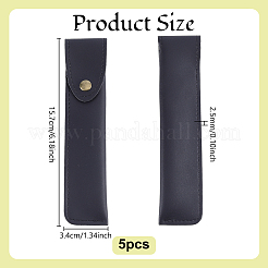 長方形のPUレザーペンケース  ブラック  157x34x2.5mm&nbsp;AJEW-WH0485-46B
