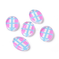 クリアアクリルカボション  ピアスのアクセサリー  楕円形のタータン模様  スミレ  18.7x13.8x3.3mm&nbsp;TACR-G041-02B